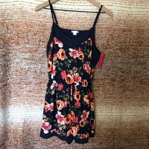 NWT—Xhilaration Floral Print Romper w/ Drawstring